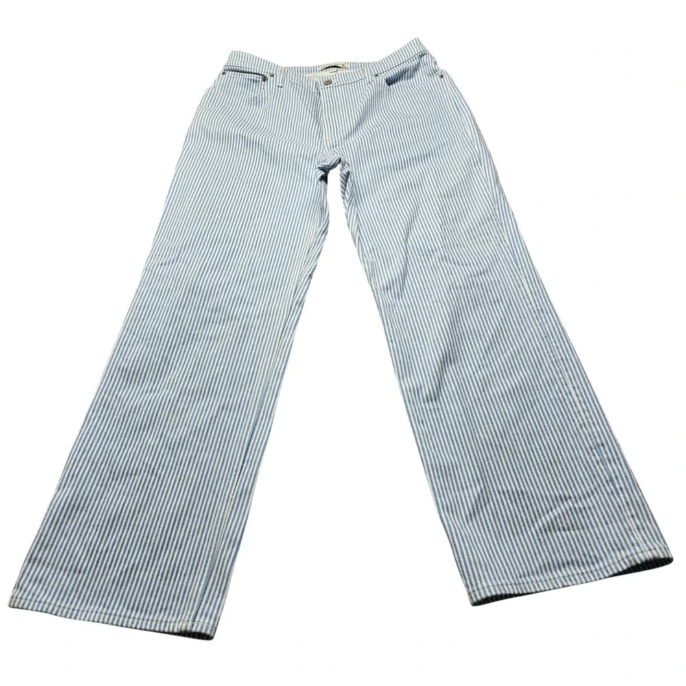 Abercrombie & Fitch 90s Relaxed Jean Womens 32 14R Blue White Striped Curve Love